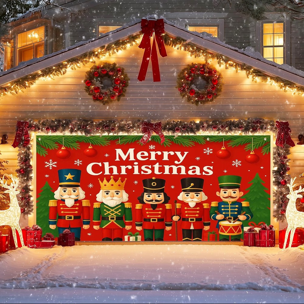 Christmas Garage Door Cover 13X6Ft – Large Outdoor Garage Door Christmas Banner